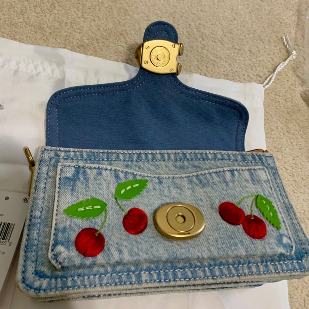 Coach Denim Tabby 20 with Cherries NWT - Picture 4 of 13